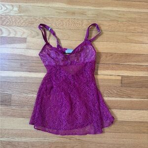 Victoria Secret fuchsia pink lace babydoll tank top